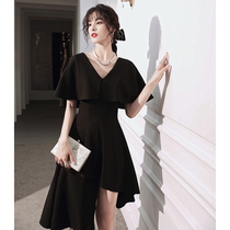 Large size small evening dress 2021 new banquet short black fat mm thin usually wear dress female summer