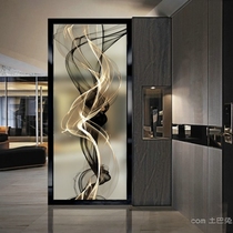  Art glass screen partition entrance background wall entry living room shoe cabinet moving door Modern light luxury abstract auspicious cloud