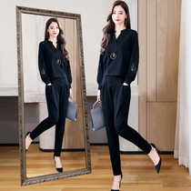 Early autumn fashion suit casual pants women 2021 new trend Joker slim two-piece professional suit thin