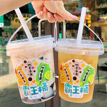 Injection plastic with lid large diameter 1000ml bucket Cup Net red portable super fruit tea plastic bucket Milk Cup