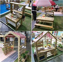 Childrens outdoor table and chair easel kindergarten kitchen table doll home stove plant growth observer sand pool