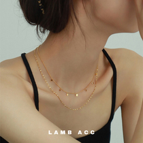 LAMB ACC micro-intoxicating party double laminated wearing titanium steel palate with delicate rhomboid bright sheet necklace lock bone chain
