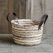 Left bank wheat field Modi straw basket seaweed living room mixed flower basket home flower arrangement flower arrangement double ear portable woven basket