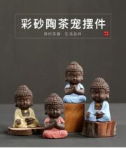 Handmade Purple Sand Zen mini Tathagata Buddha Tea Pet ornaments Personalized fun tea play tea table decoration Tea ceremony accessories