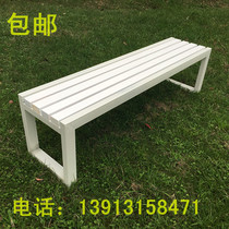 Outdoor anticorrosive wood park bench rest changing shoes iron long bench sub-Business Square Leisure solid wood row chair