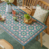Crayon pie flower dance leather table mat Waterproof and oil-proof leave-in heat insulation mat Simple household coffee table cover cloth customization