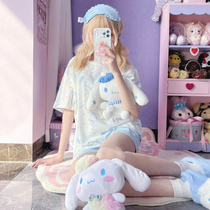 Jade Gui Dog Children Sleepwear Summer Parent-child Mother Girl Pure Cotton Thin Cartoon Sweet Beauty Girl Sleeping Skirt Home Suit Suit