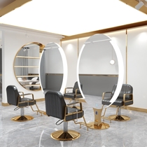 Net celebrity new barber shop simple hairdressing mirror table hair salon special hair cutting mirror stainless steel double-sided hairdressing floor mirror