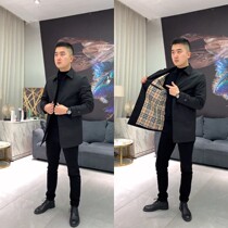 915 plus thin cotton men's windbreaker autumn and winter long slim business casual Joker men's coat