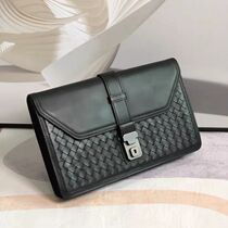 Men BARENGO VEANN BV handbag woven clip for mens genuine leather business casual square hand grab bag