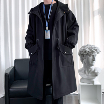 Trench coat mens 2021 medium-length fashion casual tooling cloak autumn clothes winter thickened mens cotton-padded jacket