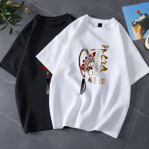 Ice Silk Short Sleeve T-shirt Mens Summer Cool Sensation Speed Dry Clothes National Tide Printed Blouses Loose Linen Half Sleeves