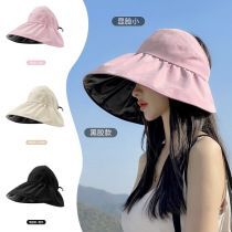 Summer Double Fisherman Hat Womens Air Top Sunscreen Hat Black Glue Coating Outdoor UV resistant Foldable sun hat