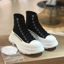 High-top canvas shoes womens 2021 spring and autumn new thick-soled muffin dad casual height-increasing white shoes womens ins tide