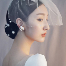 Bride Super fairy head yarn Mori retro simple rhinestone headwear female Net red photo props travel wedding hair accessories