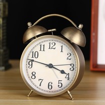  Mechanical alarm clock clockwork students wake up with powerful pure metal super loud sound ringing clock horseshoe watch Retro watch