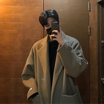 Woolen coat men winter 2021 New Korean trend loose long trench coat Ruffian handsome high street casual coat
