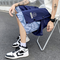 Smiley face printed five-point shorts mens fashion brand loose fake two-piece sports breasted pants Mens high street casual pants