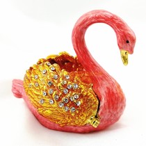 Russian jewelry box enamel Swan rhinestone alloy European Princess ring earrings storage box proposal gift