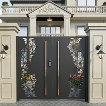 Iron gate courtyard door garden villa door rural yard door modern simple single double open iron door customization