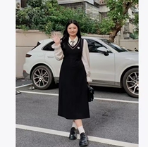Xiao Kui micro fat custom Korean man female heroine academy style exquisite waist dress autumn shirt vest vest skirt woman