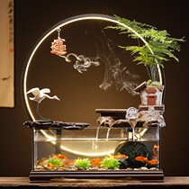 Creative flowing fish tank ornaments rockery fountain water cycle Chinese home desktop office housewarming opening gifts