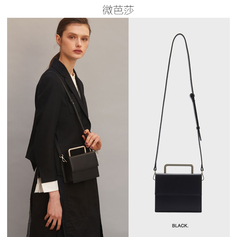 Mini-Bazaar leather leather cowhide Bag Girl 2019 new European and American simple one-shoulder bag handbag oblique Bag Small Square bag