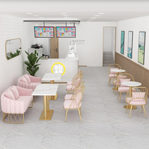 Net red milk tea shop table and chair combination rest area dessert cafe Cake Shop restaurant Wall deck sofa
