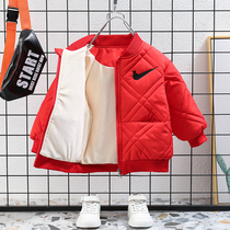 Boys autumn and winter plus velvet jacket winter 2021 New Baby foreign style children Baseball clothing padded cotton coat tide