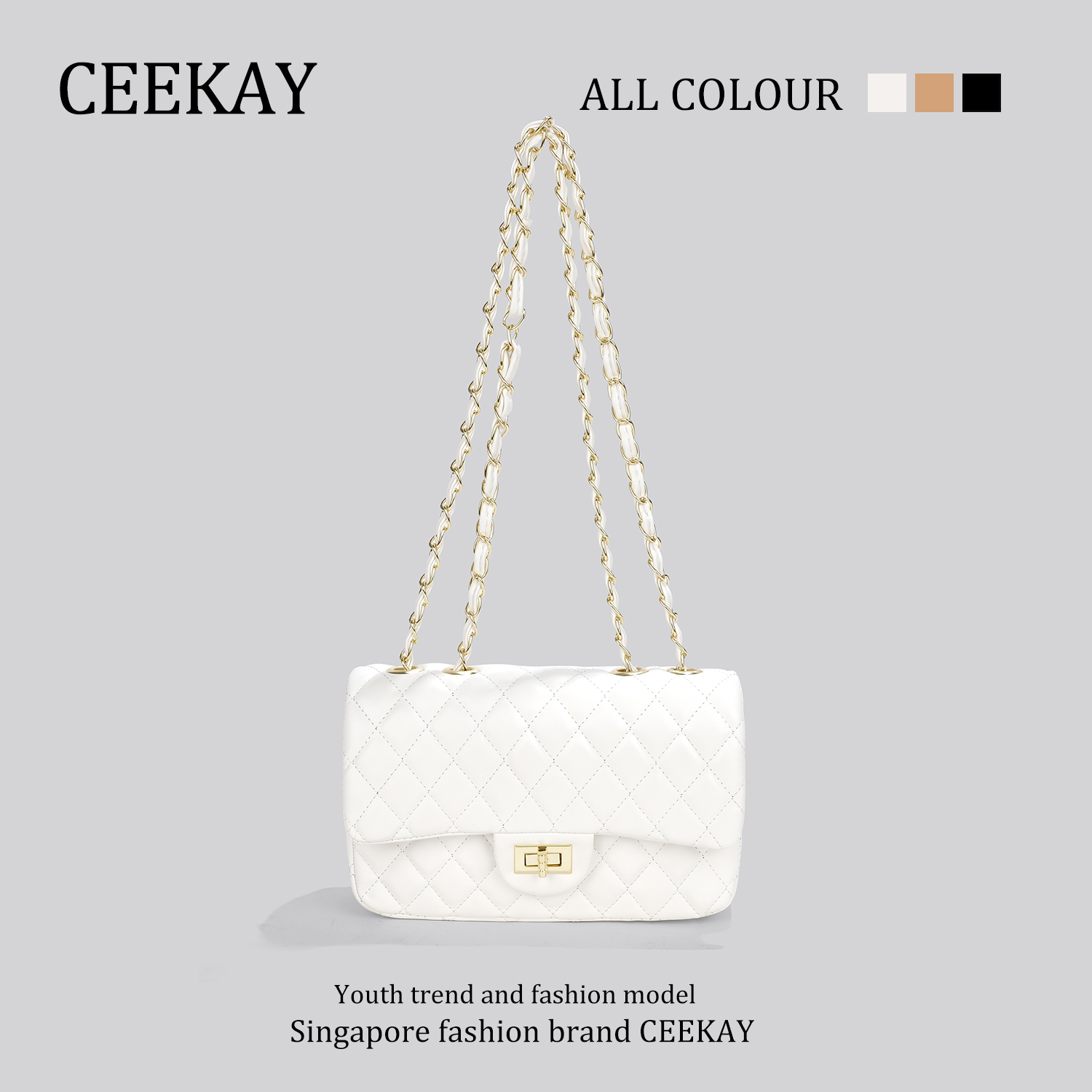 CEEKAY Authentic Small Fragrant Wind Lingge Chain Bag with High Quality and Small Design Bag for Women's Bag One Shoulder Crossbody Bag