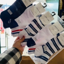 Male Tide Lady Tide Movements Pure Cotton Mesh Surface Boat Socks ten Double Fit Comfort And Breathable