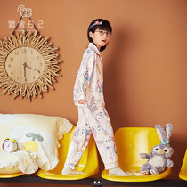 Girls pajamas long sleeve cotton spring and autumn thin childrens suits cute super cute girls Big children autumn home clothes