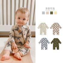 ins Net Red North European style 2021 baby spring and autumn cotton thick jumpsuit baby clothes ha clothes warm climbing clothes