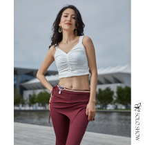 Gorgeous show belly dance Gong suit 2021 new summer harbor style womens ins suspenders top scarf pants