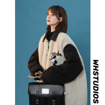 Lamb coat womens oversize design sense niche cotton clothing winter plus velvet thickened panda cotton coat ins tide