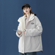  Wear cotton clothes on both sides female Korean loose lamb wool quilted jacket 2021 new student cute and sweet forest cotton clothes
