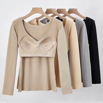 Home clothing coat womens single piece with chest pad plus velvet warm long sleeve jacket autumn and winter bottom wearing pajamas warm clothing