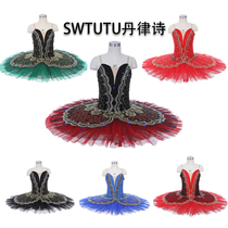 Parquita Classical Ballet Don Quixote Competition Ballet Dress TUTU Black and Red Childrens Performance Custom
