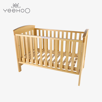 English Crib Baby Bed Baby Solid Wood Bed Log Bed Mattress Mobile Bed Wheel Multifunctional 176103