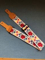Handmade 5CM embroidered Red Rose Folk guitar Live guitar strap Bass strap