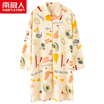 Antarctic long pajamas top single female cotton long sleeve spring and autumn cardigan large size home clothes can be worn outside