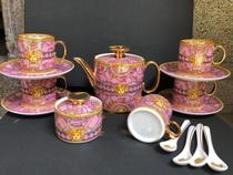 Medusa ceramic coffee cup and saucer set Pink English afternoon tea cup Fan head European household gold drawing