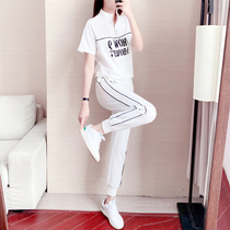European Station Leisure Suite Women Summer 2022 New Korean version Relaxed Ocean Gas Trendy White Sports Clothing Two Sets