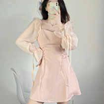 Big Code Fat MM Tandem Dress 2022 New Spring Design Sensation Small crowdsourced Sweet Temperament Strap Cashew Skirt Children Short Skirt