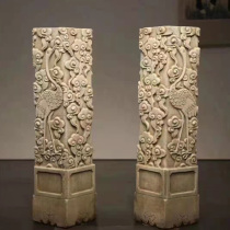 Hanbai Yuxiang Yunzhu Imitation Ancient Stone Carved Stone Column Fairy Crane Feng Shui Pillar Chinese Courtyard Flower Shelf Garden Display Pendulum