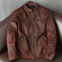 Ammy click the heady layer of cow leather retro stone mill as old genuine leather clothing for men short mannequin leather jacket