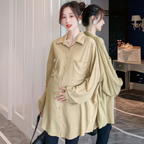 Pregnant women autumn fashion hot mom long sleeve shirt 2021 new casual plus size loose versatile top