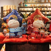 8 inch pray for good fortune couple lucky cat ceramic piggy bank wedding gift creative home gift decoration new product