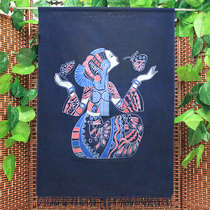 Special handicraft batik painting curtain butterfly dance restaurant Tea Art kitchen partition curtain wall hanging ethnic wind cotton cloth half curtain