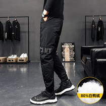 Stretch down pants men wear thick outdoor winter warm tooling cold pants fashion youth slim cotton pants